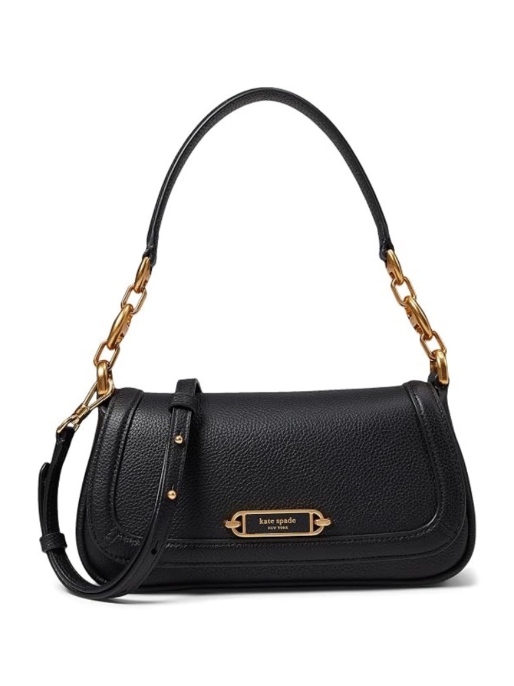 Kate Spade NY Gramercy Pebbled Leather Small Flap Shoulder Bag Black NWT R$358